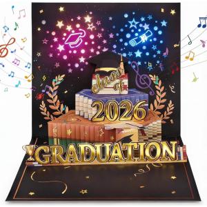 image:imageLeopong Graduation Cards 2026 Pop Up Greeting Card with Lights amp Music Graduation Gifts for 2026 High School College University Masters and PHD Graduates