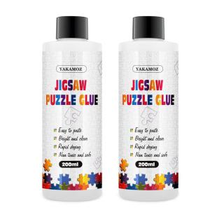 image:imageYAKAMOZ Clear Jigsaw Puzzle Glue with Precision Applicator  NonToxic Quick Dry amp WaterSoluble for Puzzles up to 5000 Pieces 200ML400ml