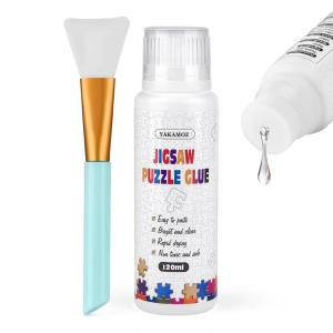 image:imageYAKAMOZ Jigsaw Puzzle Glue with Sponge Head for Adults Clear WaterSoluble Craft Puzzle Glue Quick Dry for 100015003000 Pieces of Puzzle120ML120ml
