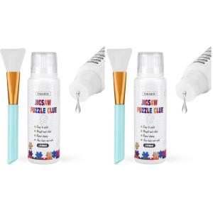 image:imageYAKAMOZ Jigsaw Puzzle Glue with Sponge Head for Adults Clear WaterSoluble Craft Puzzle Glue Quick Dry for 100015003000 Pieces of Puzzle120ML120ml Pack of 2