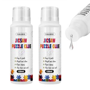 image:imageYAKAMOZ Jigsaw Puzzle Glue with Sponge Head for Adults Clear WaterSoluble Craft Puzzle Glue Quick Dry for 100015003000 Pieces of Puzzle120ML240ml